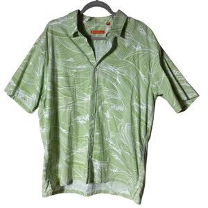 Tori Richard Shirt Men’s 2XL Short Sleeve Hawaiian Shirt Wave Tropical Green